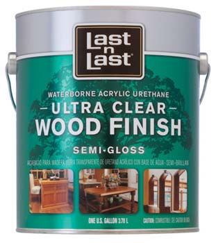 ABSOLUTE COATINGS 14001 LAST N LAST ULTRA CLEAR WATERBORNE WOOD FINISH SEMI GLOSS SIZE:1 GALLON.