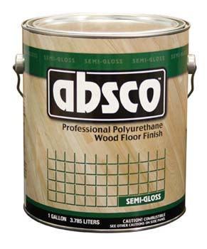 ABSOLUTE COATINGS 89201 ABSCO POLYURETHANE WOOD FLOOR FINISH SEMI GLOSS 450  VOC SIZE:1 GALLON.