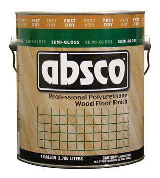 ABSOLUTE COATINGS 89621 ABSCO POLYURETHANE FAST DRY WOOD FLOOR FINISH SEMI GLOSS 550 VOC SIZE:1 GALLON.